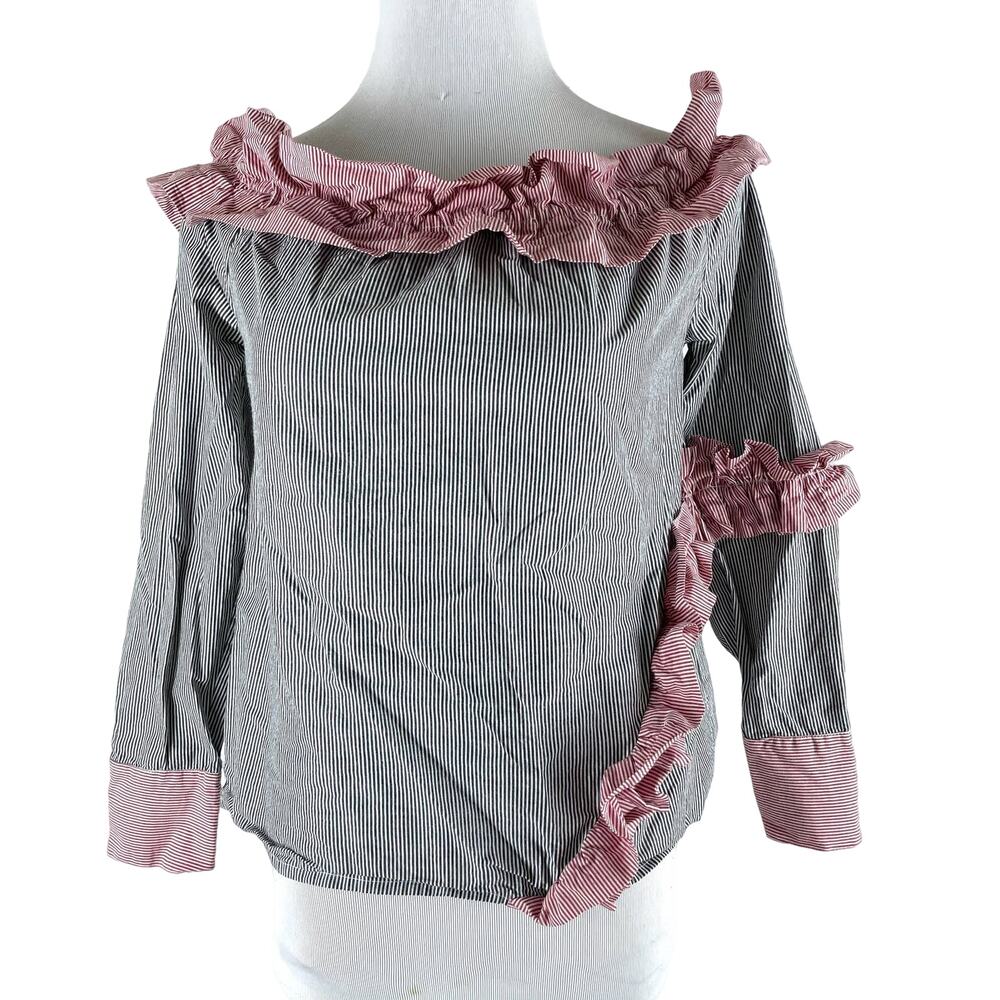 Walter Baker Derrick Striped Ruffle Off Shoulder Top Size S - Picture 4 of 9